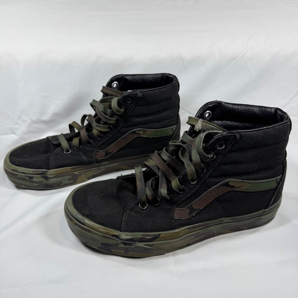 Vans Off The Wall Sk8-Hi Camo Black Green High Top Skate Shoes Mens 4.5 Womens 6